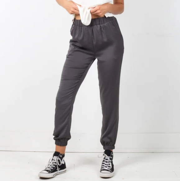ANIMARI SOLANGE  SILKY FEEL JOGGERS PANTS IN GRAY TONE WOMEN'S SIZE SMALL - Picture 1 of 16
